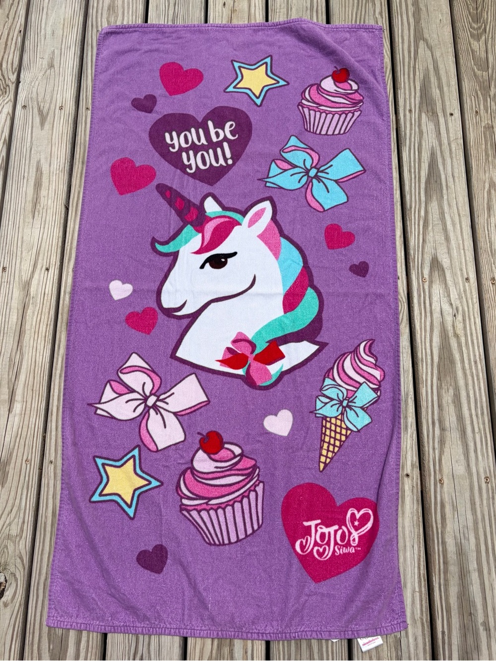 Nickelodeon JOJO SIWA Cotton BATH ROOM TOWEL 27" x 52" Unicorn Bow Cupcake